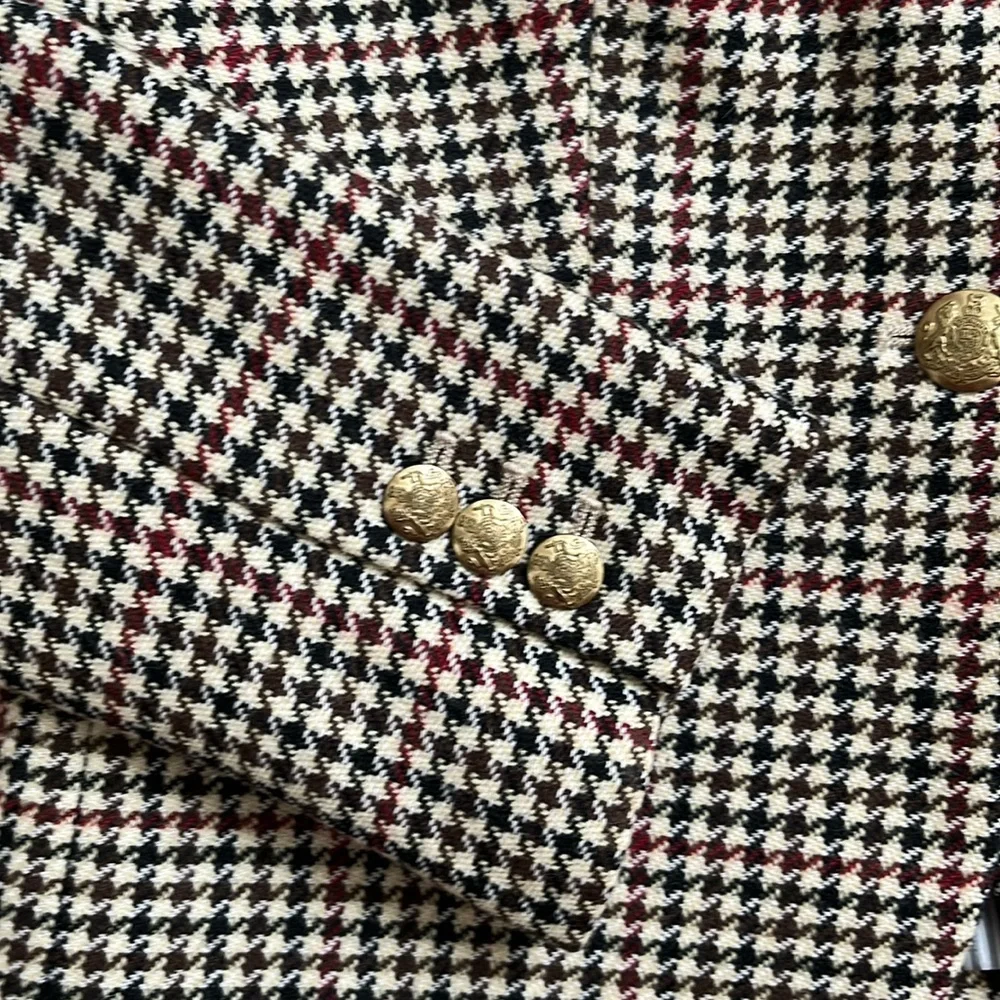 J.Crew Fitted Herringbone Plaid Two Button Wool Blend Blazer Jacket Size 00 - Picture 10 of 15